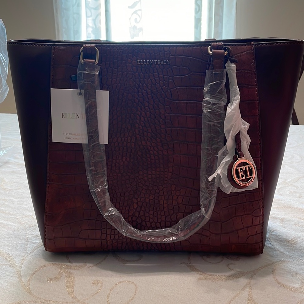 Ellen Tracy Croco East West Tote Bag.  Never used.  Brand new